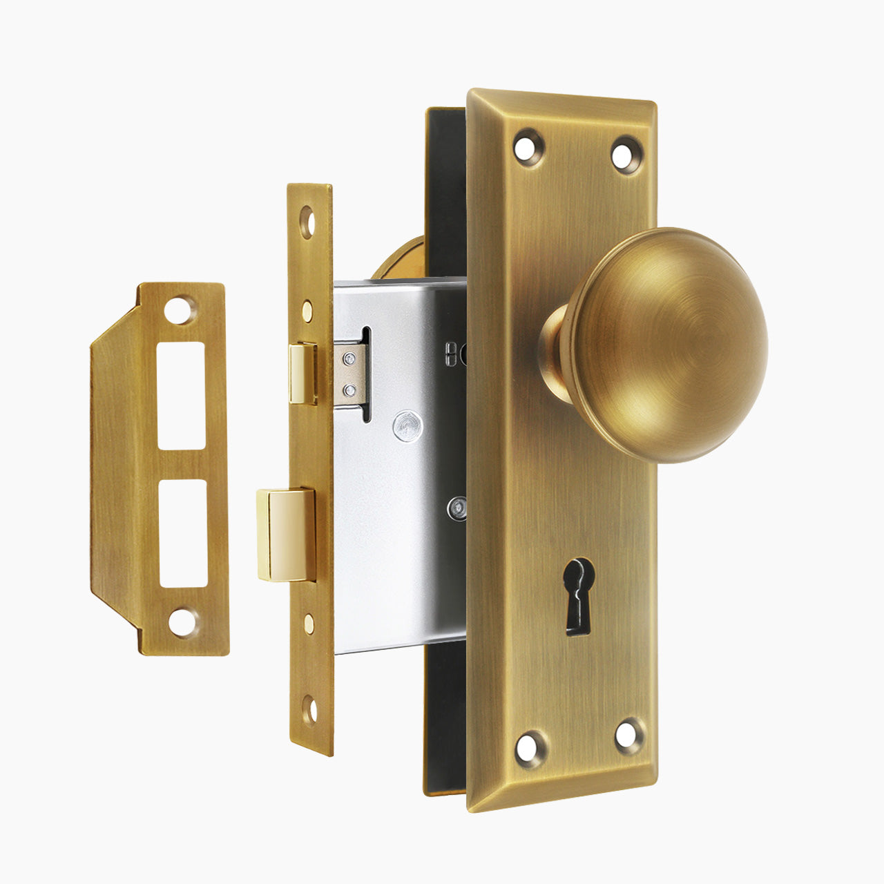 Mortise Lock Set Exterior Door – Vintage Lock with Skeleton Key