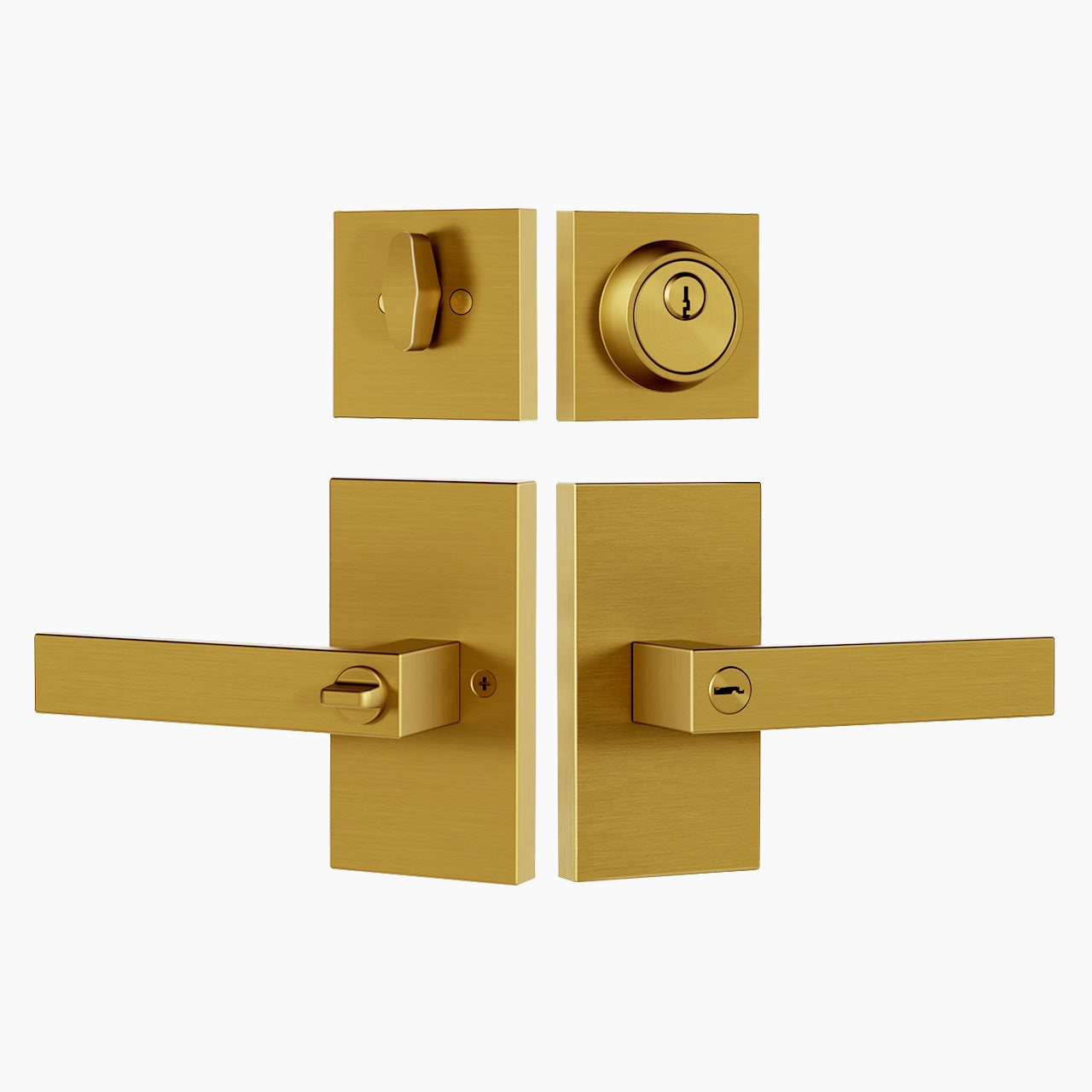 Antique brass keyed front door handle set with deadbolt for exterior entry doors, SENY