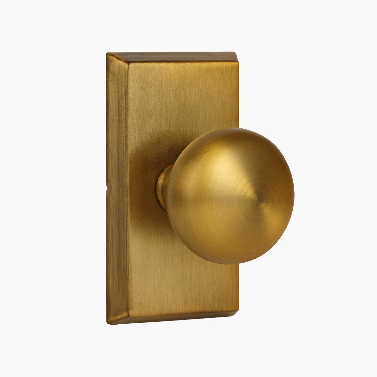 Antique brass modern vintage passage door knob with rectangular rosette SENY