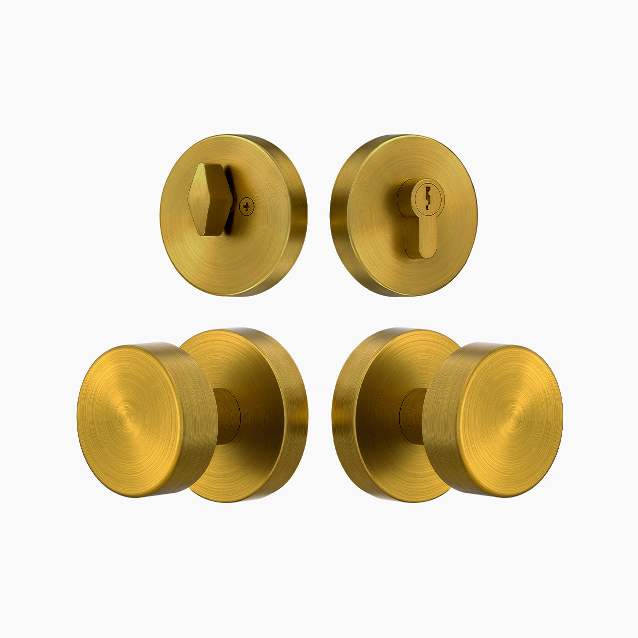 Antique brass metal door knob set with deadbolt for exterior entry doors, SENY