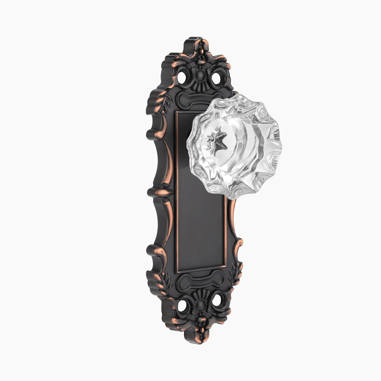 antique crystal dummy door knob oil rubbed bronze red highlight finish with antique decorative backplate SENY