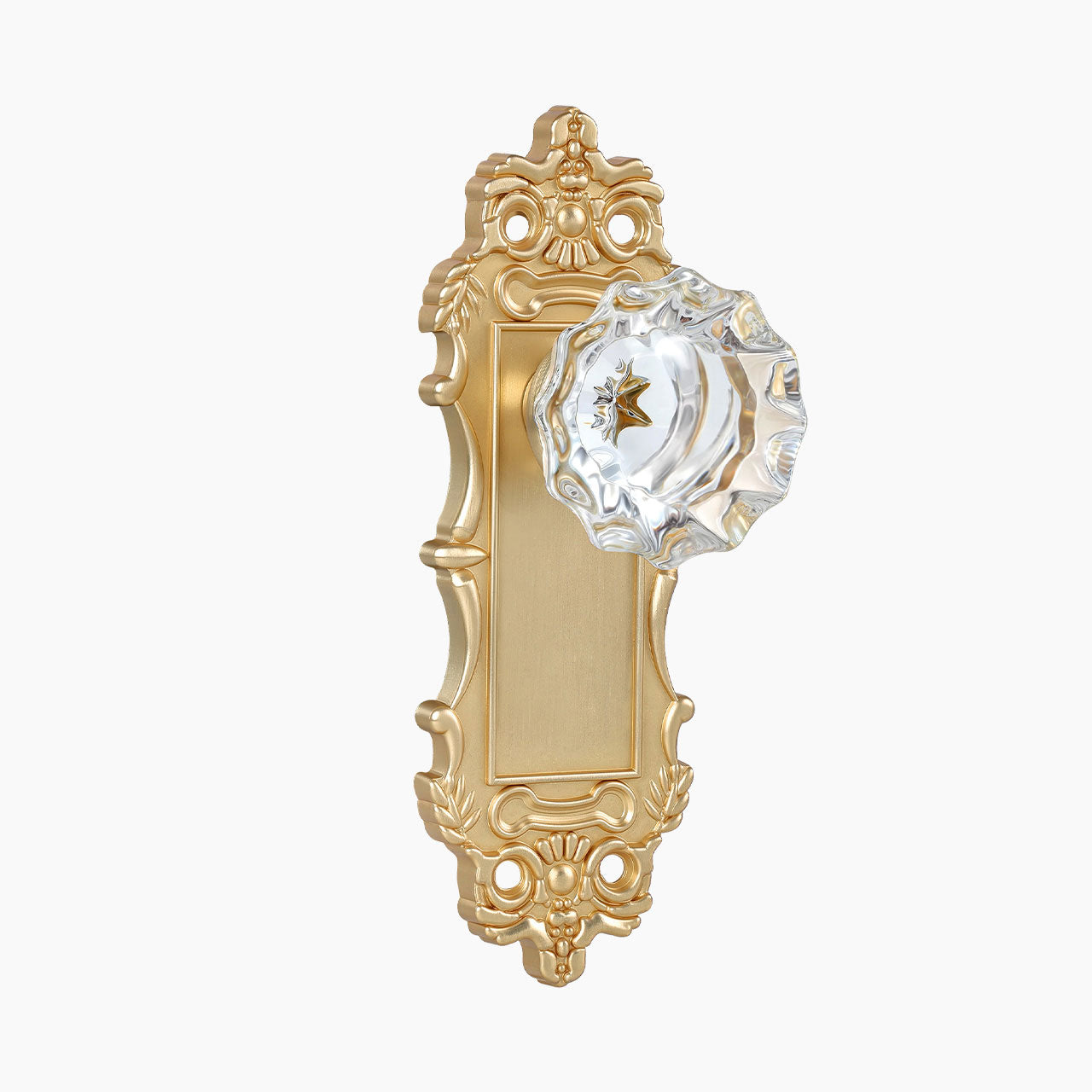 antique crystal dummy door knob satin brass finish with decorative backplate SENY