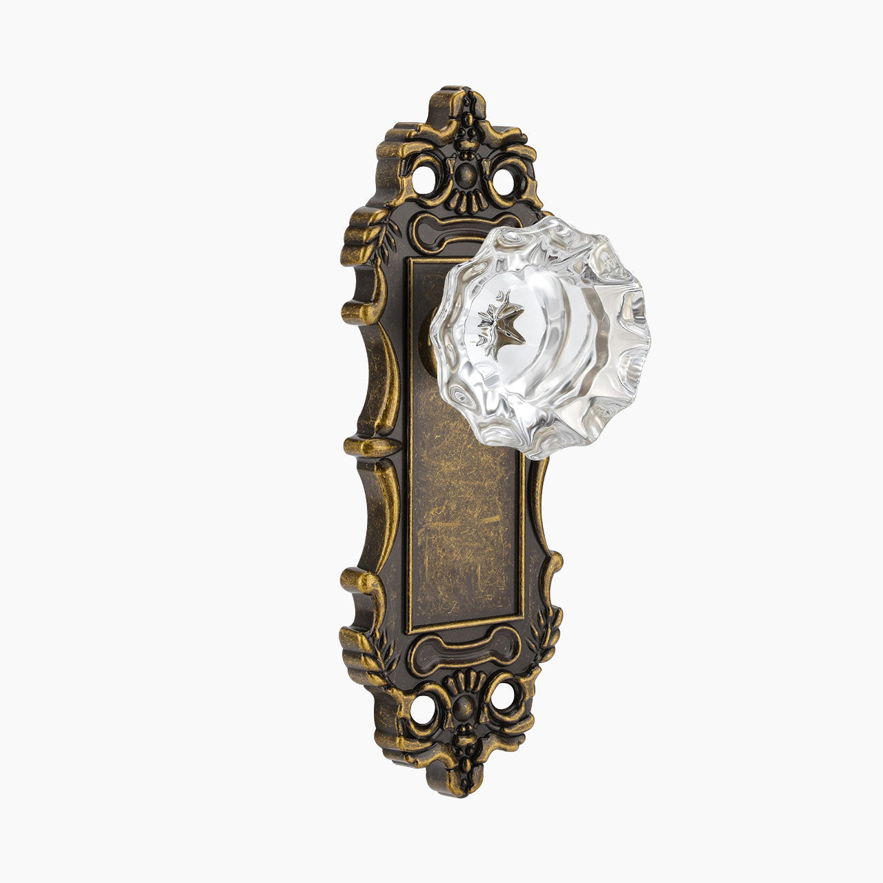 antique crystal dummy door knob vintage brass backplate finish with decorative backplate SENY