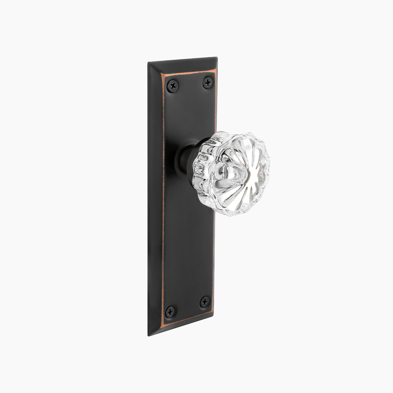 SENY Vintage Mortise Lock Set with Mushroom Crystal Knob & Beveled Rectangular Plate