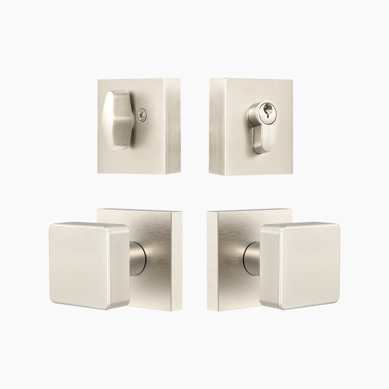 SENY Metal Entry Door Knob Set with Square Knob & Deadbolt