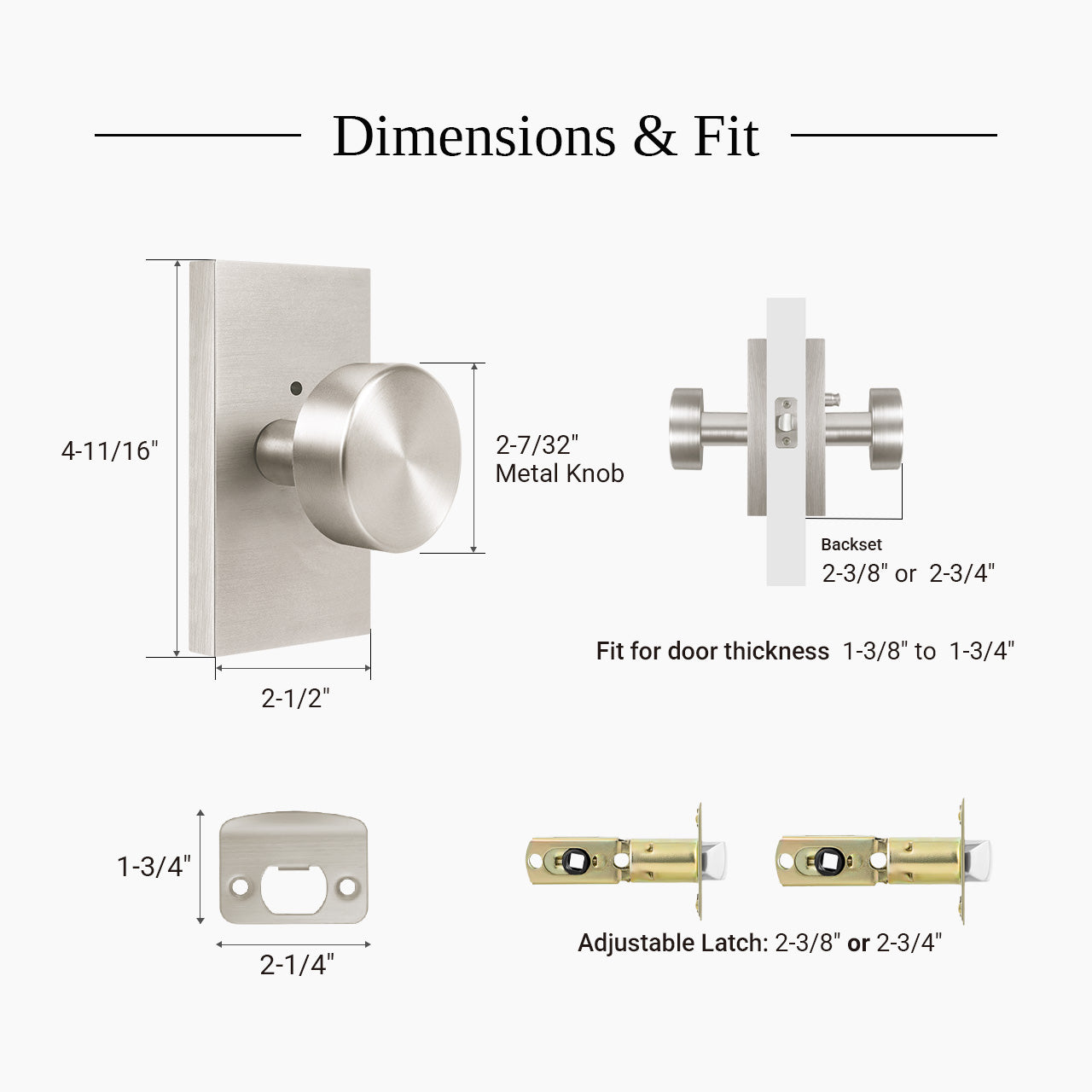 Backplate door knobs dimensions and specifications SENY
