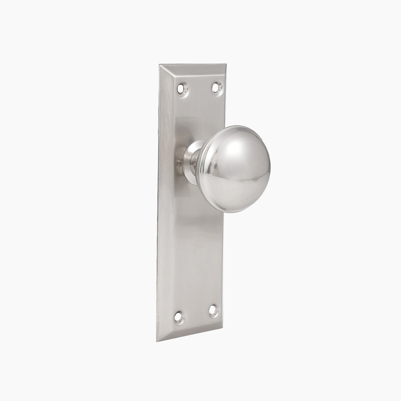 SENY Metal Mortise Lock Set for Interior Doors with Mushroom Metal Knob, Beveled Rectangular Backplate & Skeleton Key