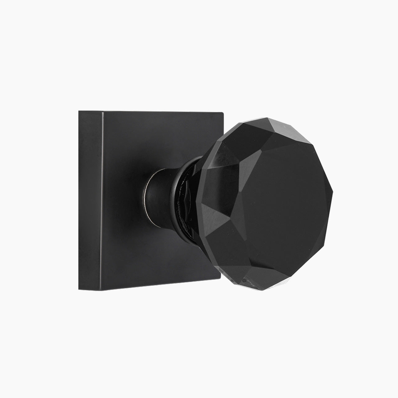 SENY Crystal Door Knobs Interior with Square Rosette & Diamond-Cut Faceted Crystal