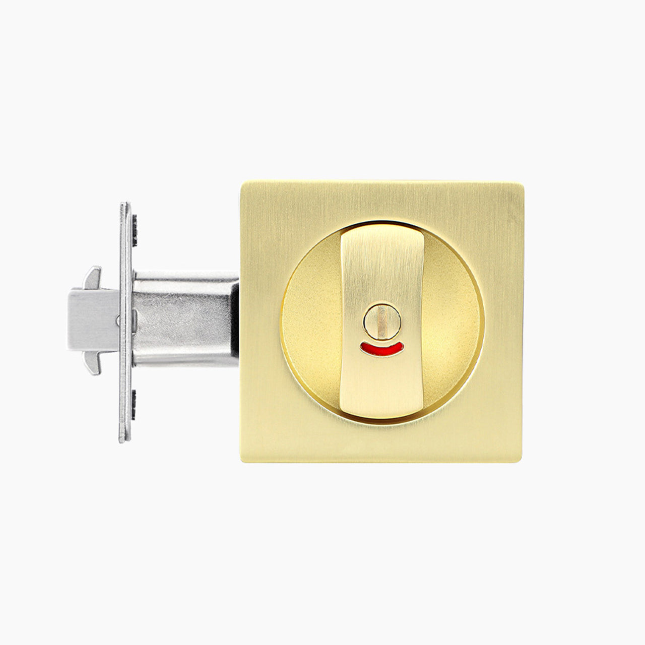 Brushed gold privacy pocket door locking hardware with color indicator, SENY