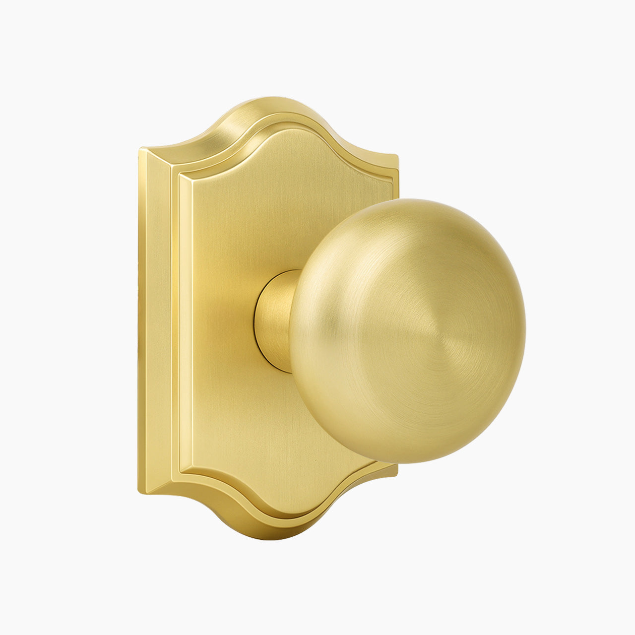 Brushed gold round passage door knob with arched rosette SENY