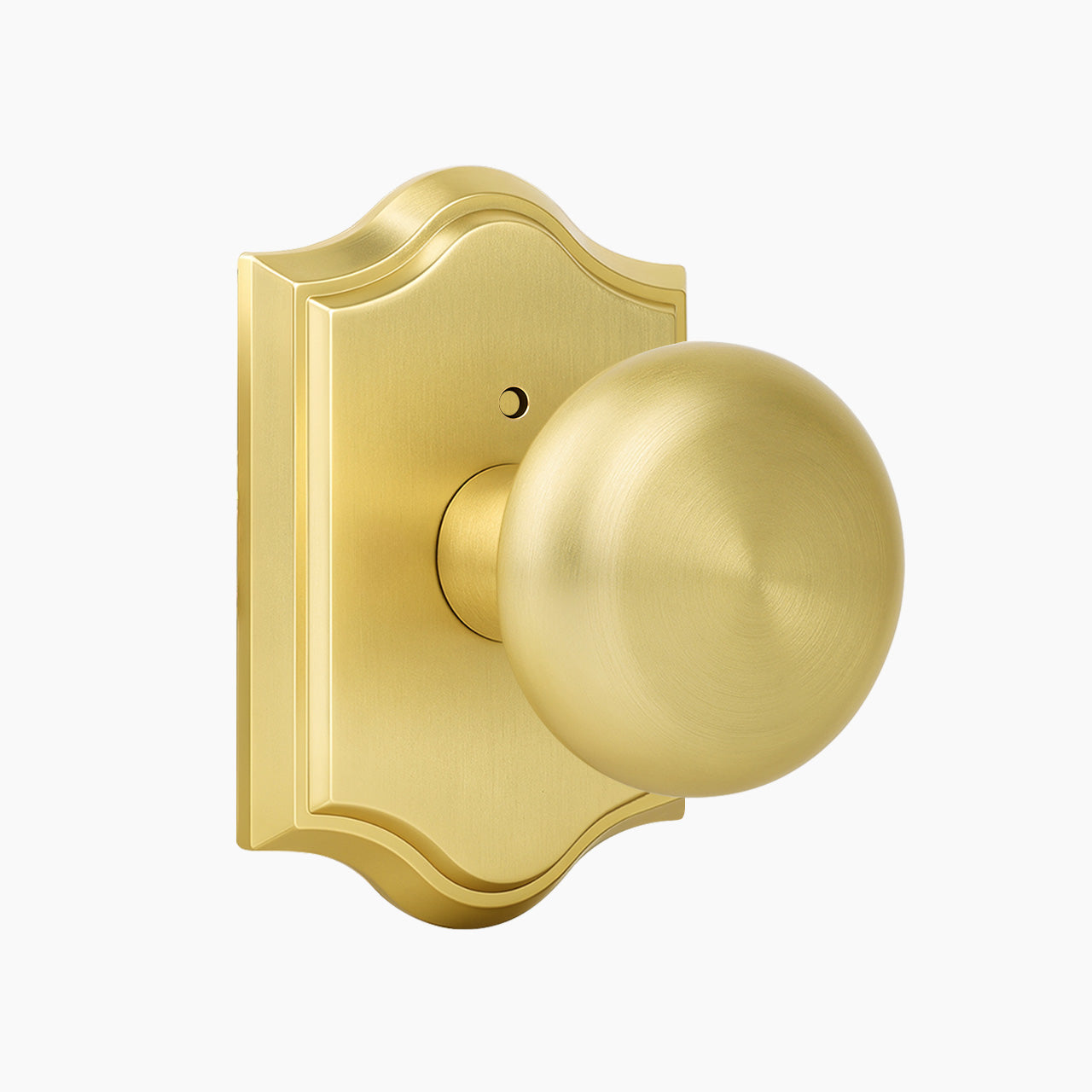 Brushed gold round privacy door knob with arched rosette SENY