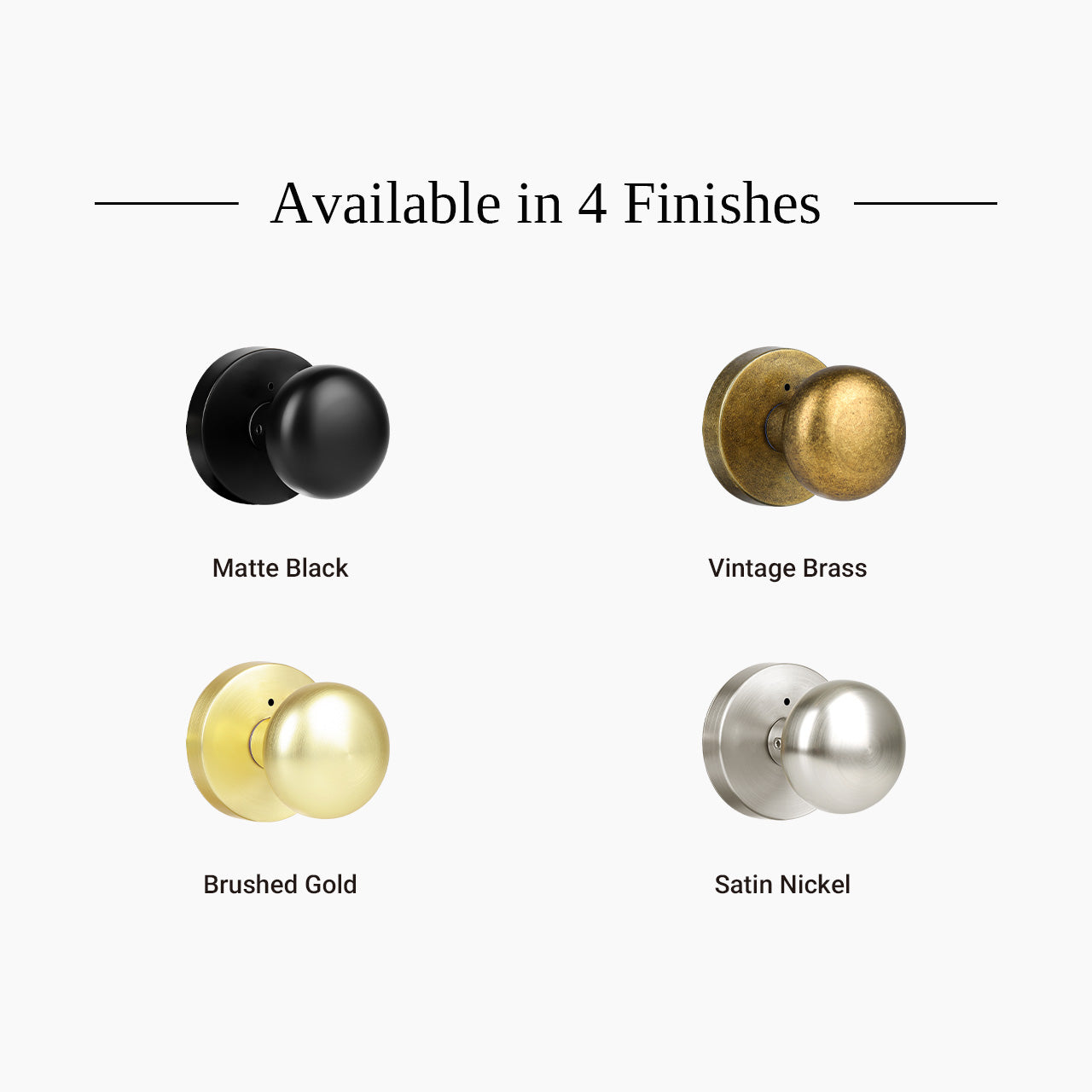 contemporary interior door knobs finish options matte black brushed gold satin nickel vintage brass SENY