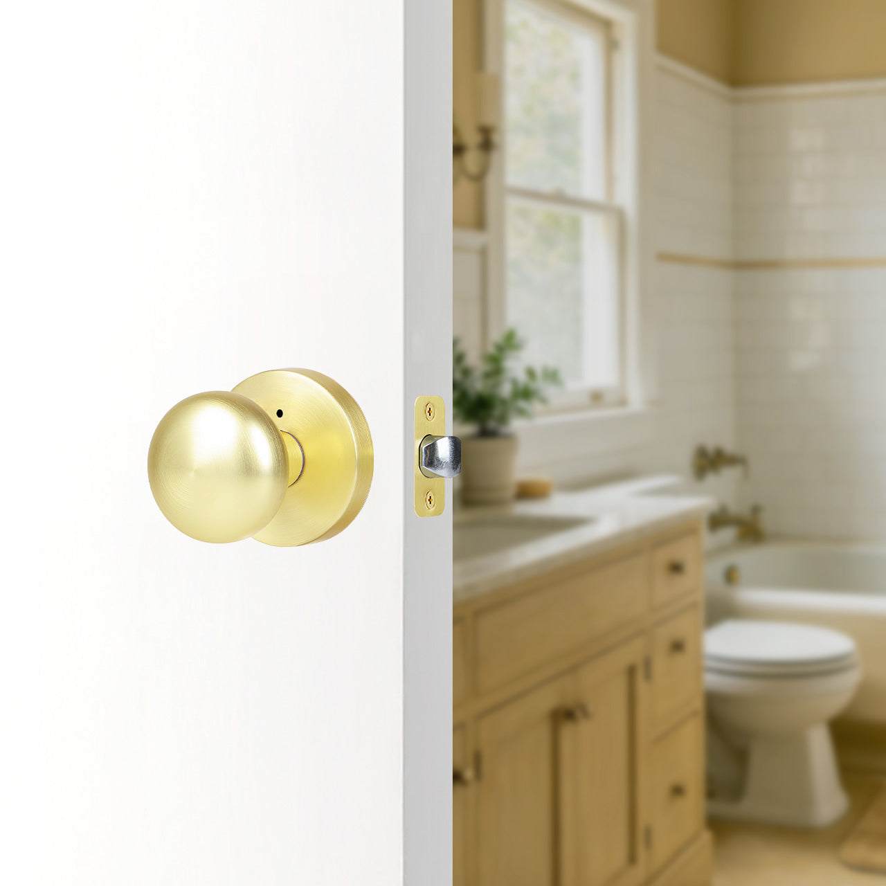 contemporary interior door knobs installed on bathroom door privacy knob application SENY