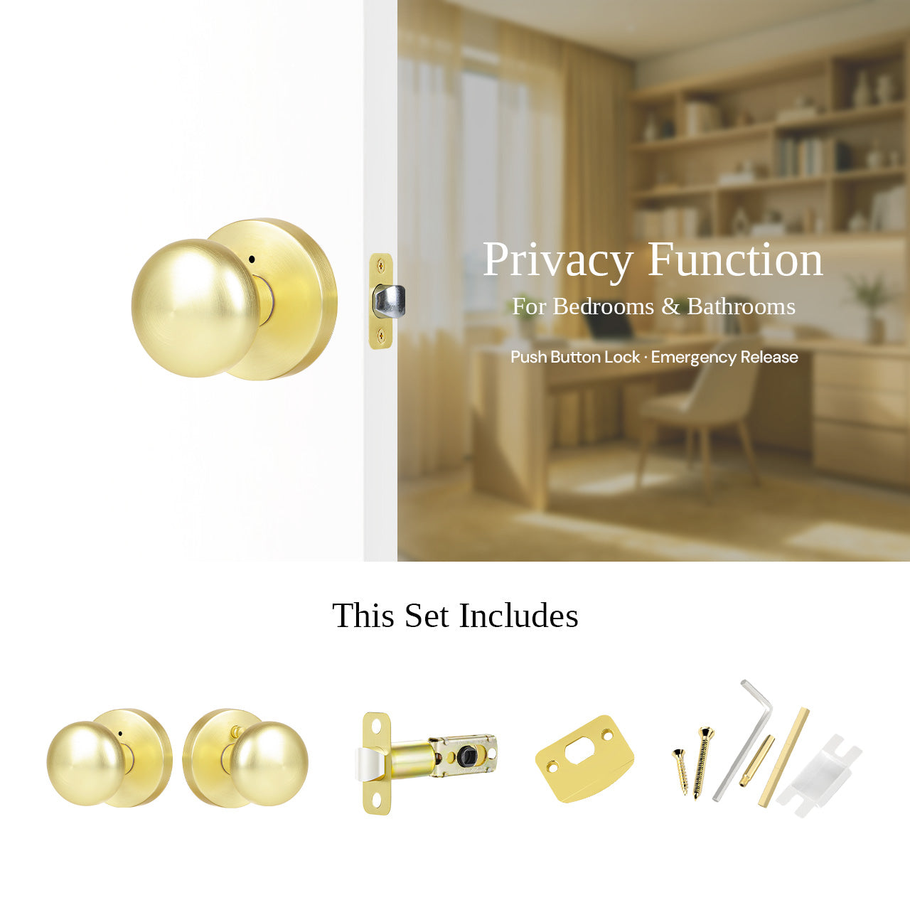 contemporary interior door knobs privacy function lock set with hardware SENY