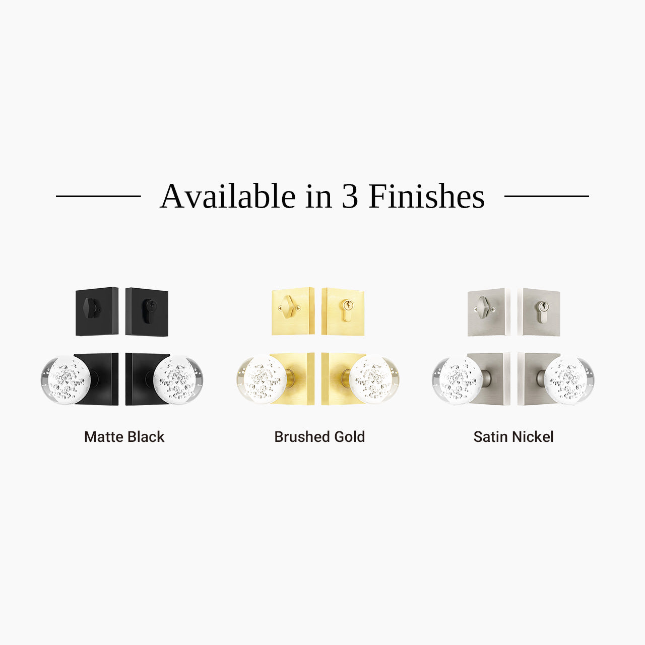 crystal ball door knob set finishes matte black brushed gold satin nickel SENY