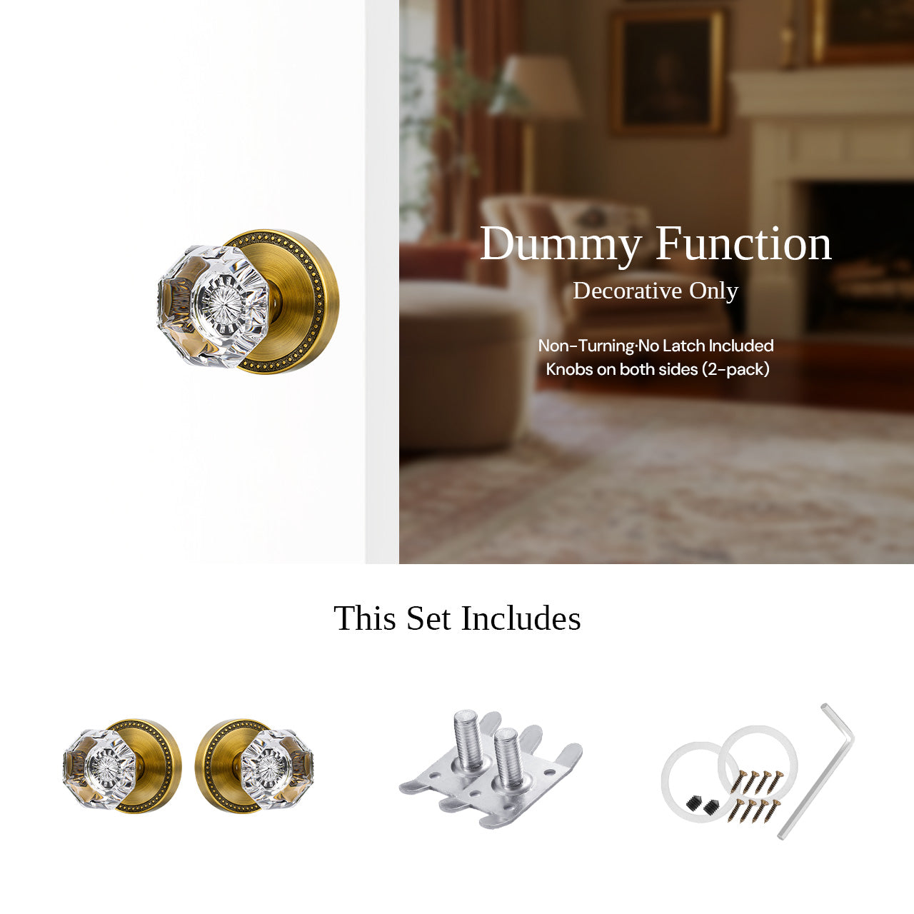 SENY crystal door knob dummy function decorative door knob