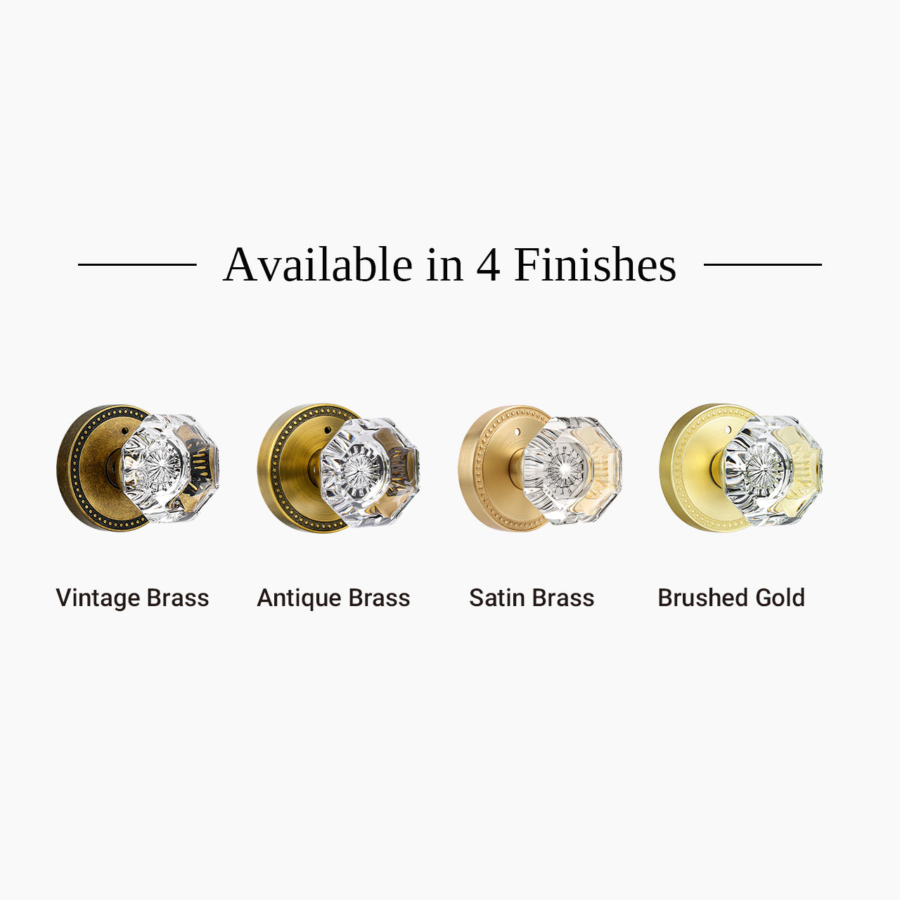 SENY crystal door knob available in multiple finishes