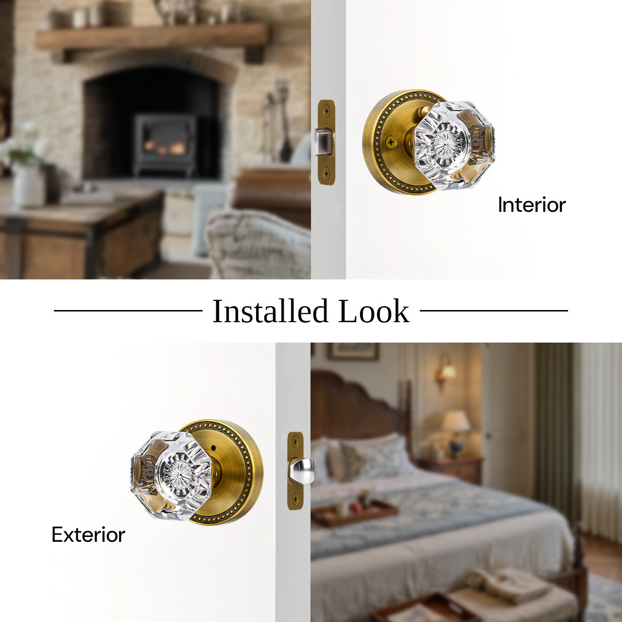 SENY crystal door knob installation hardware set