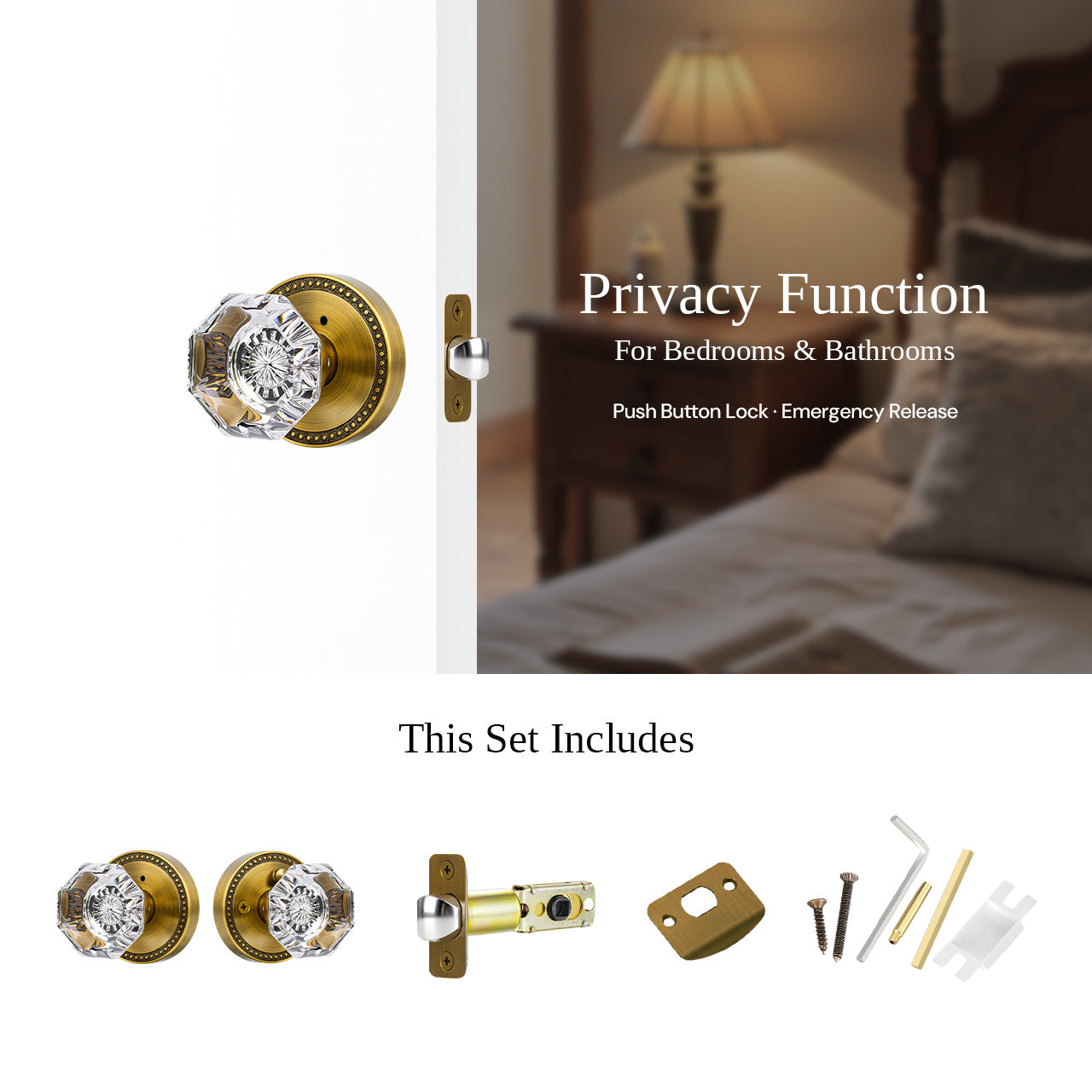SENY crystal door knob privacy function with interior lock