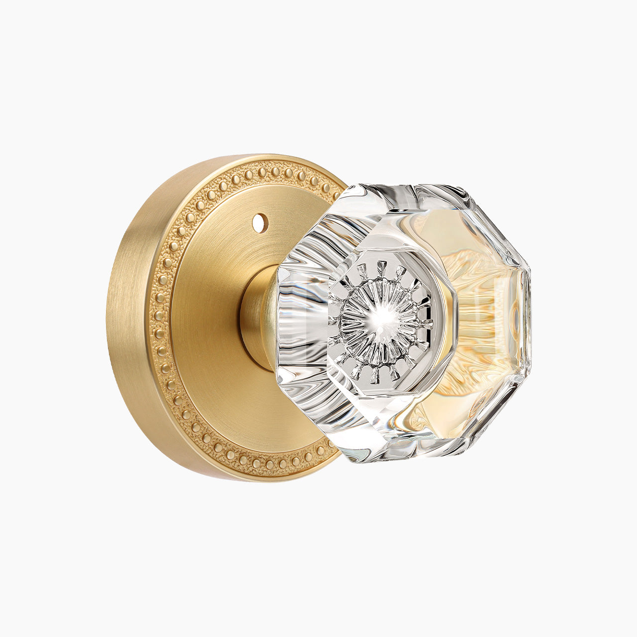 SENY satin brass crystal door knob privacy function