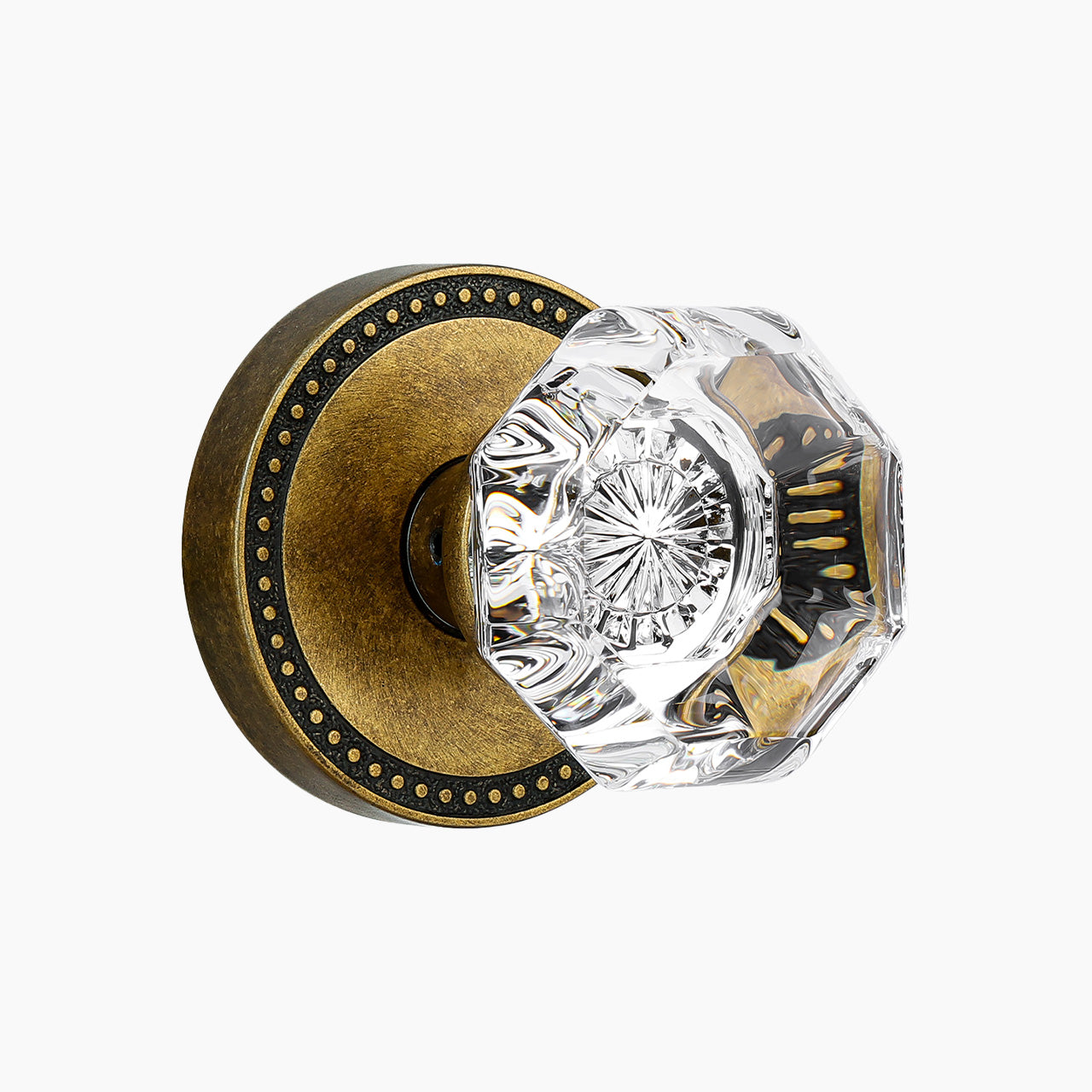 SENY vintage brass crystal door knob dummy function