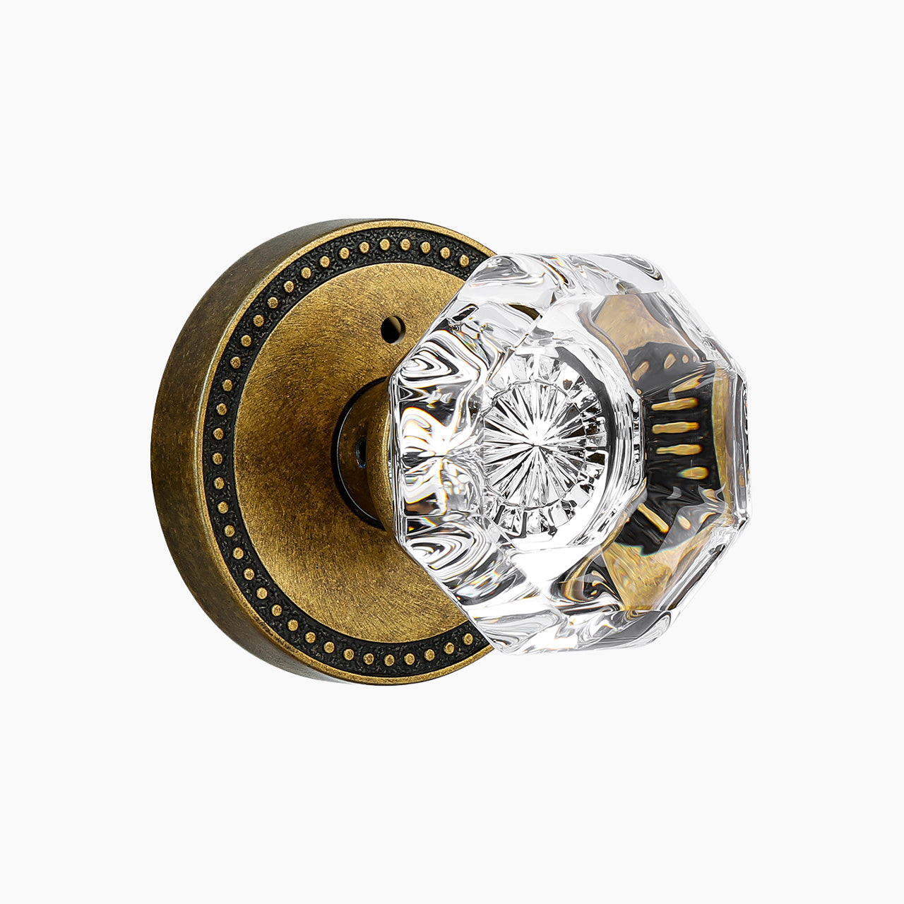 SENY vintage brass crystal door knob privacy function