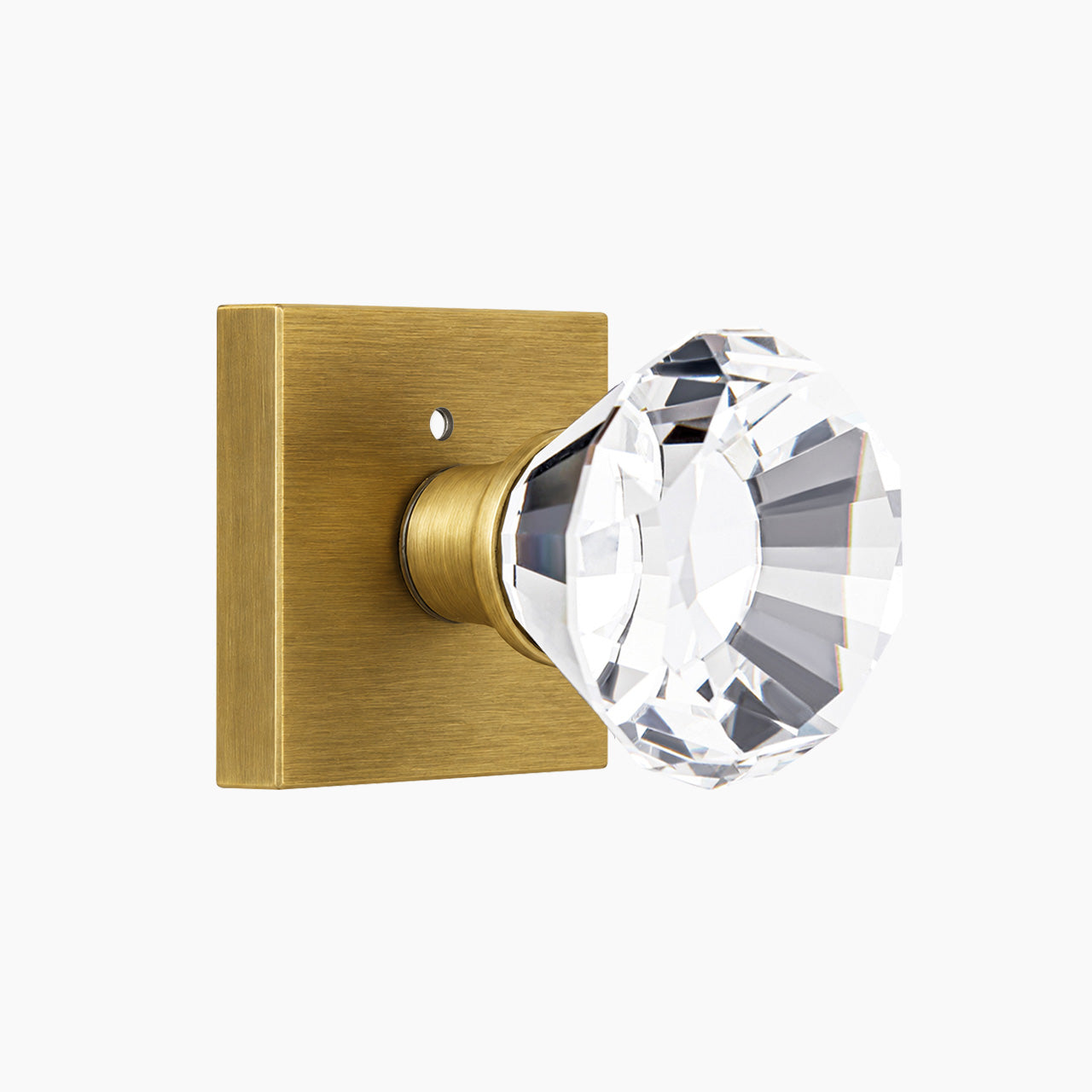 SENY Crystal Door Knobs Interior with Square Rosette & Diamond-Cut Faceted Crystal