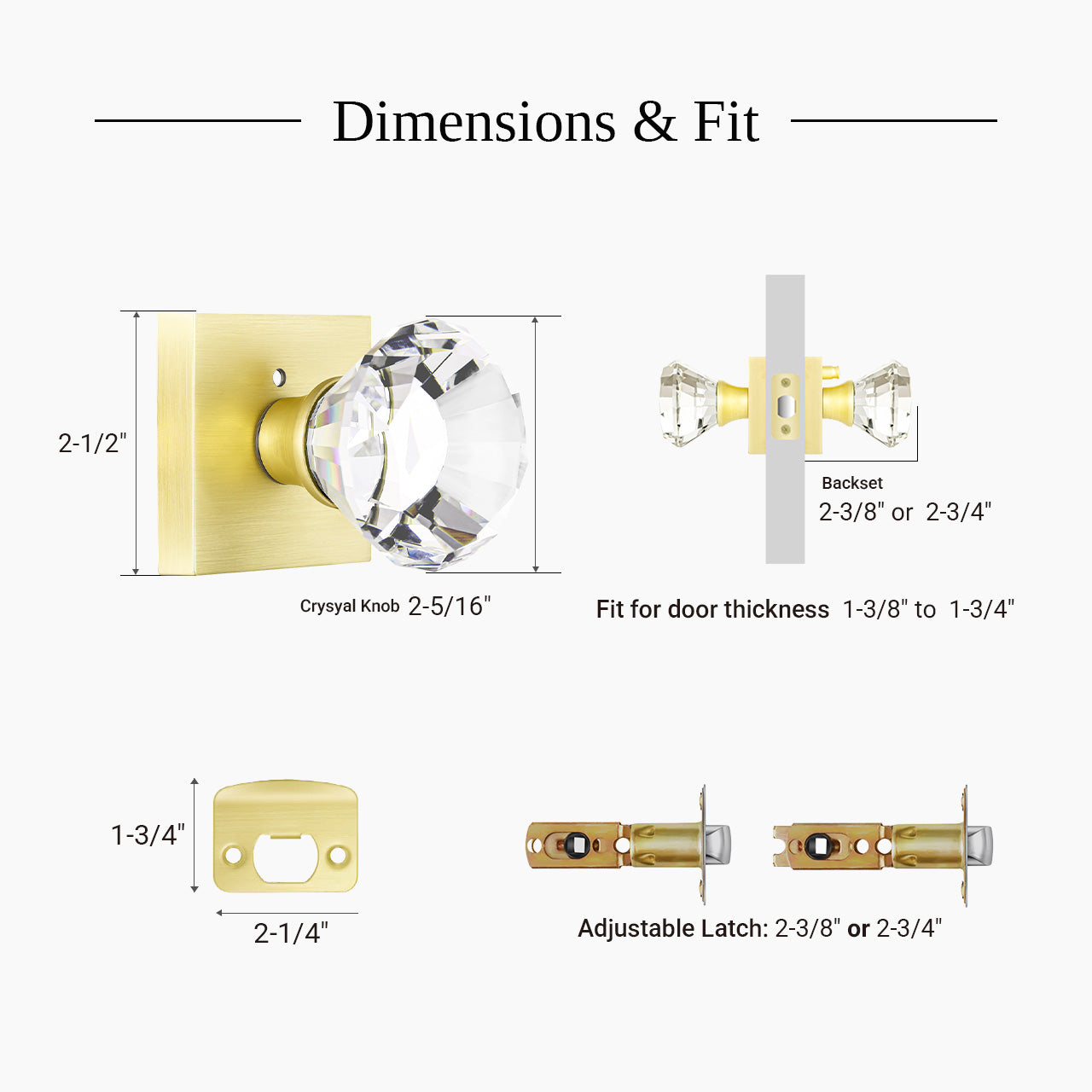 crystal door knobs interior dimensions and measurements diagram SENY