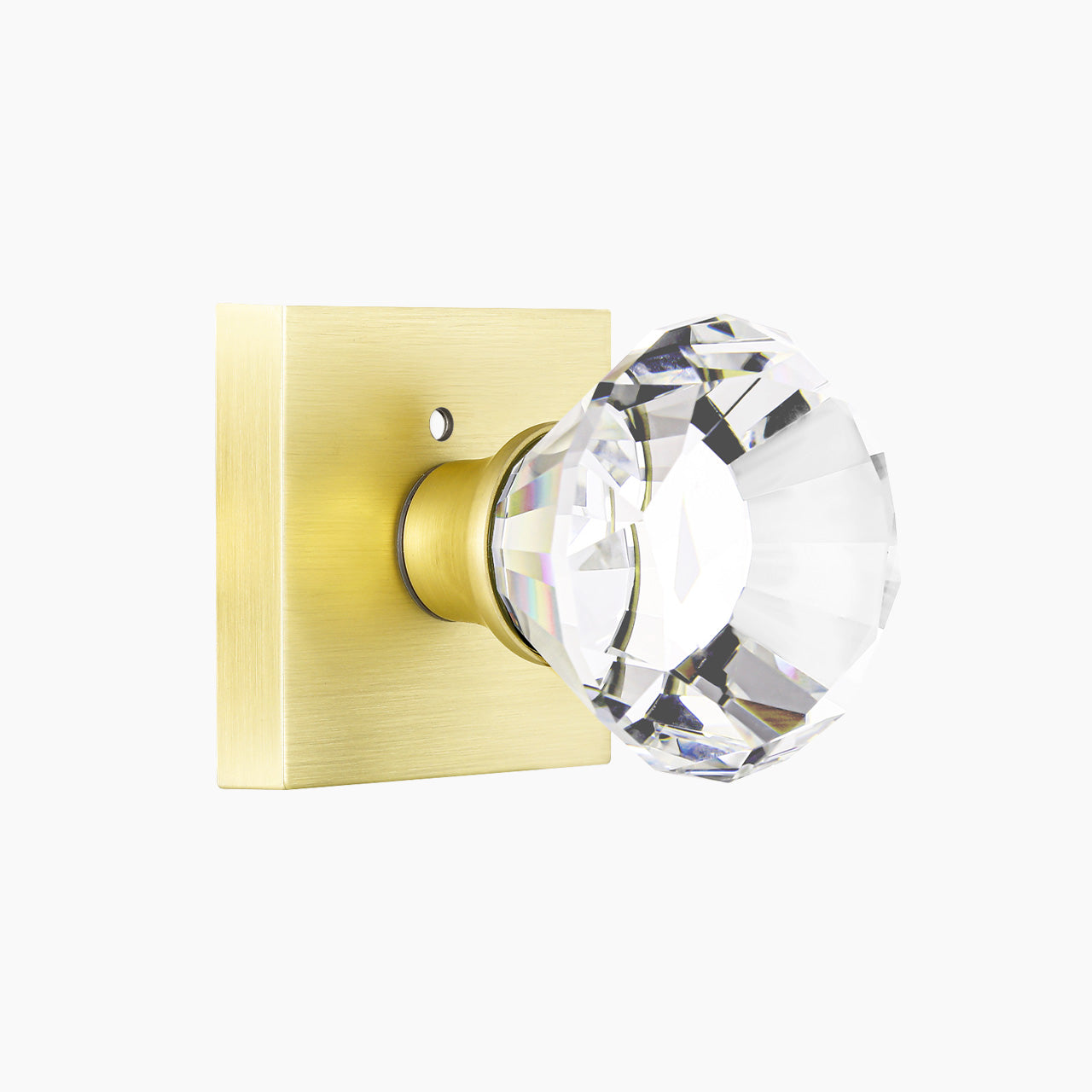crystal door knobs interior with faceted crystal and square rosette front view SENY