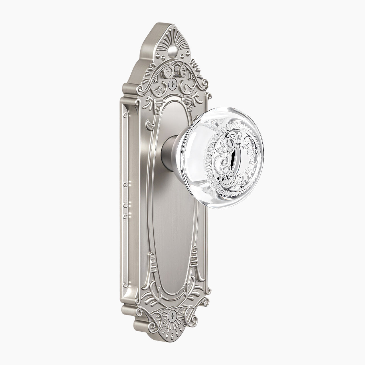 SENY vintage crystal door knob with satin nickel finish passage function for hallway and closet doors