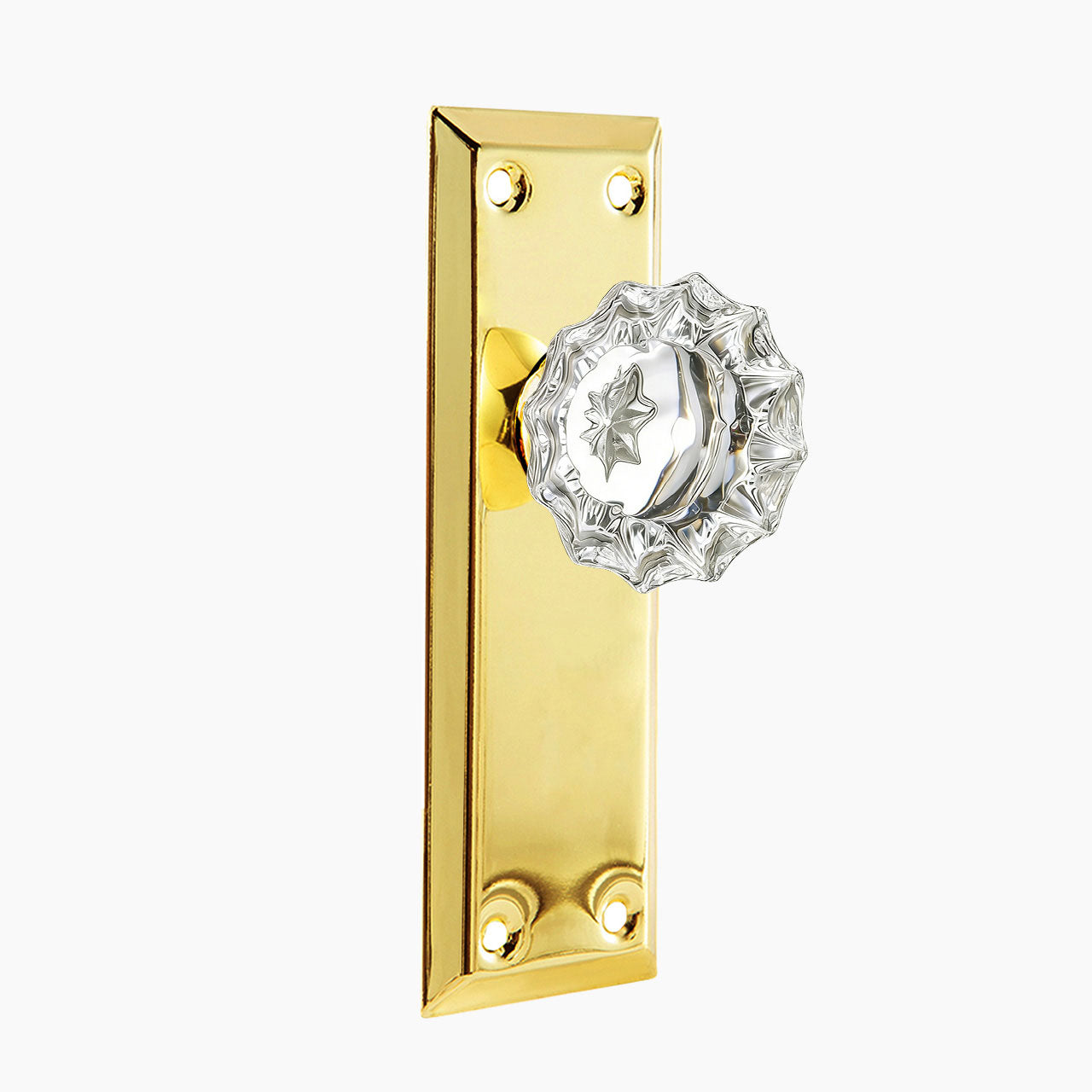crystal dummy door knob polished brass backplate finish SENY