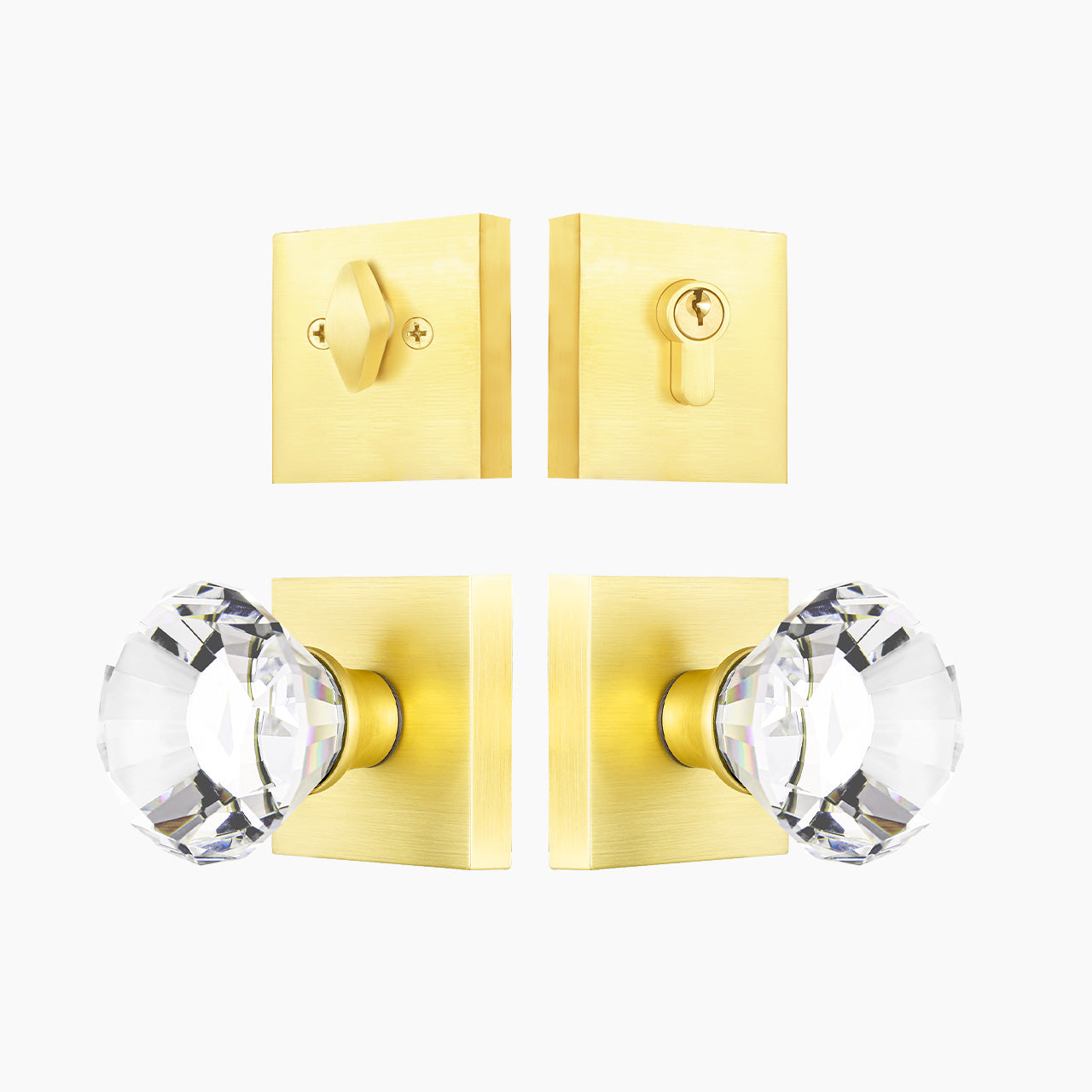 crystal entry door knob set brushed gold finish luxury entry hardware SENY