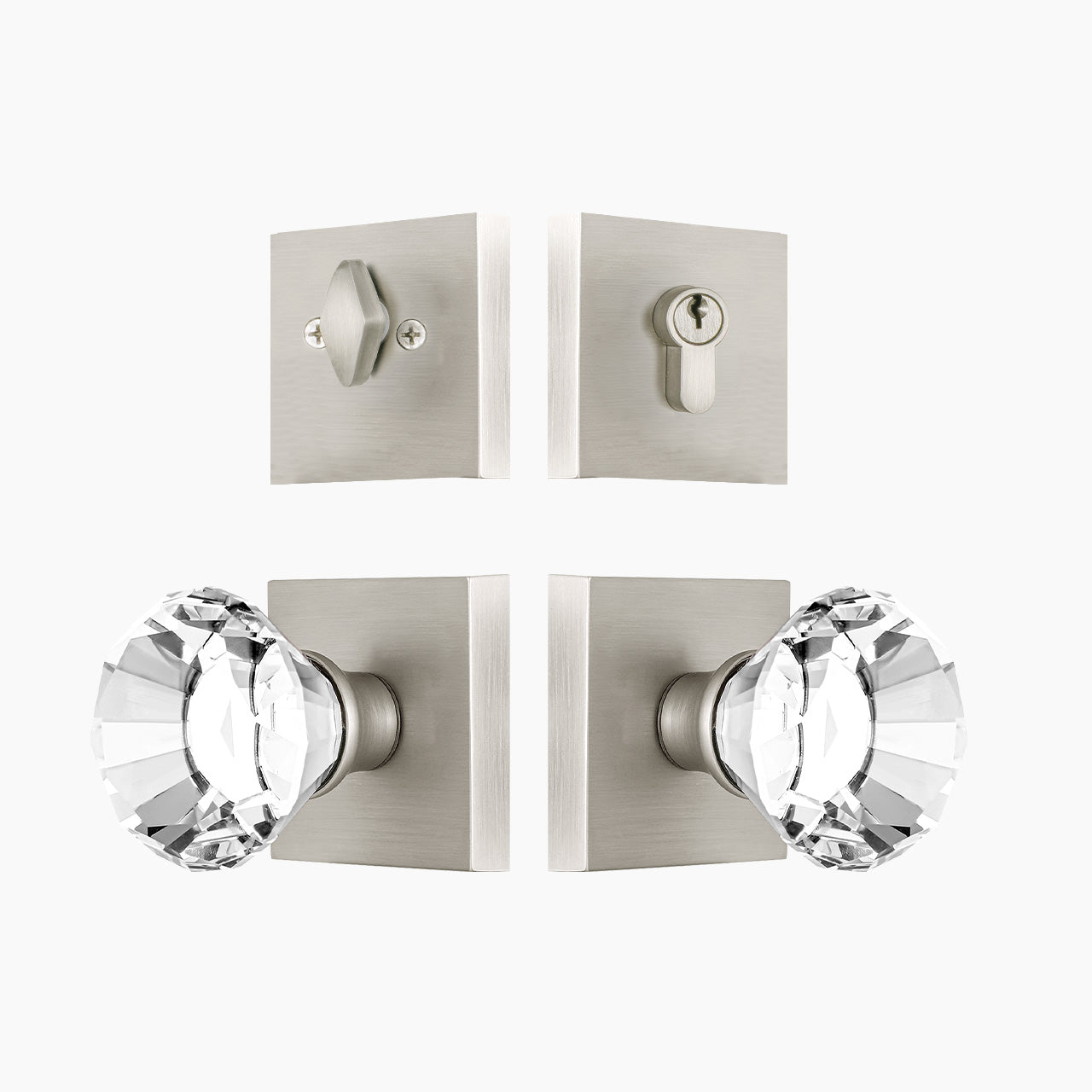 crystal entry door knob set satin nickel finish modern entry door hardware SENY