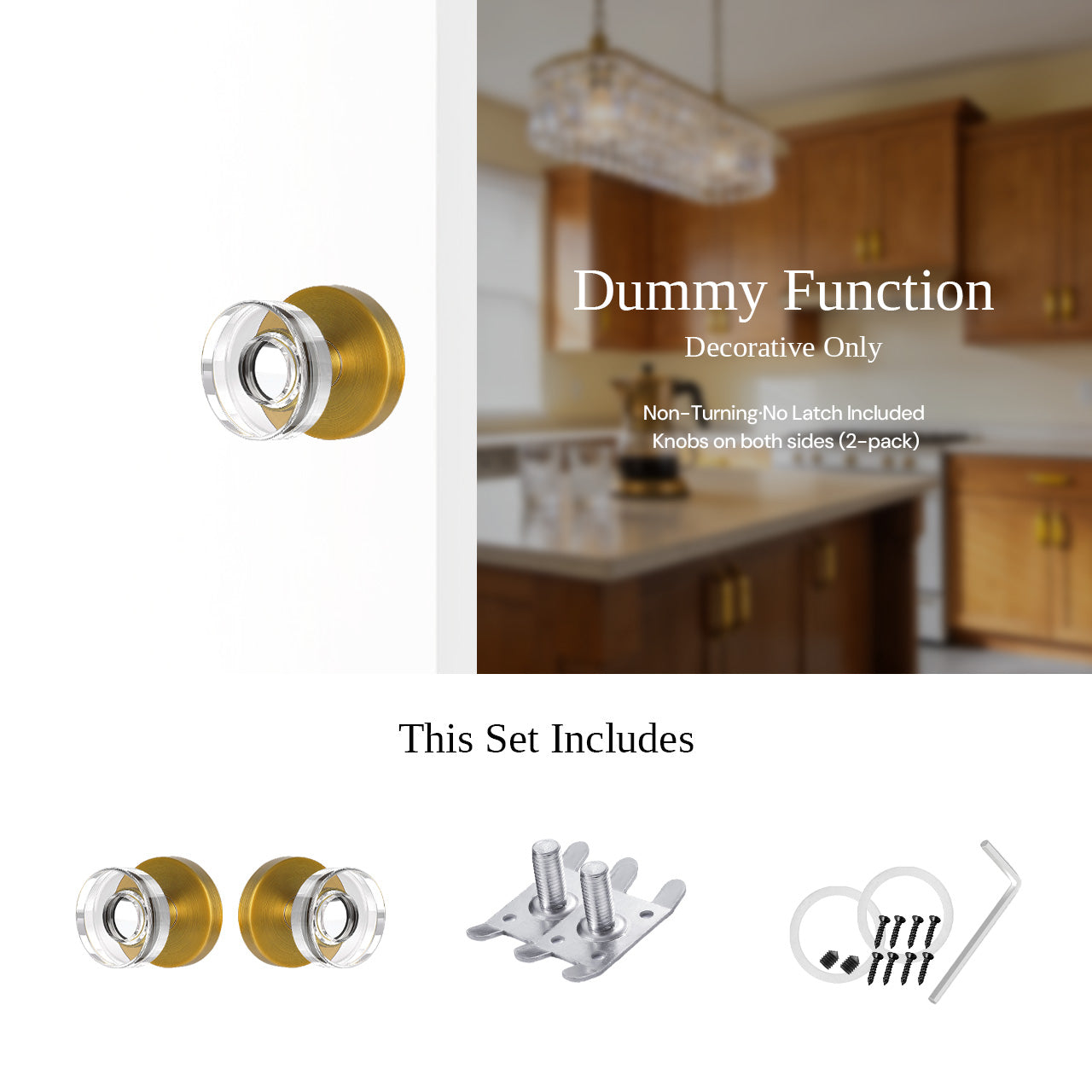 crystal interior door knob dummy function decorative use SENY