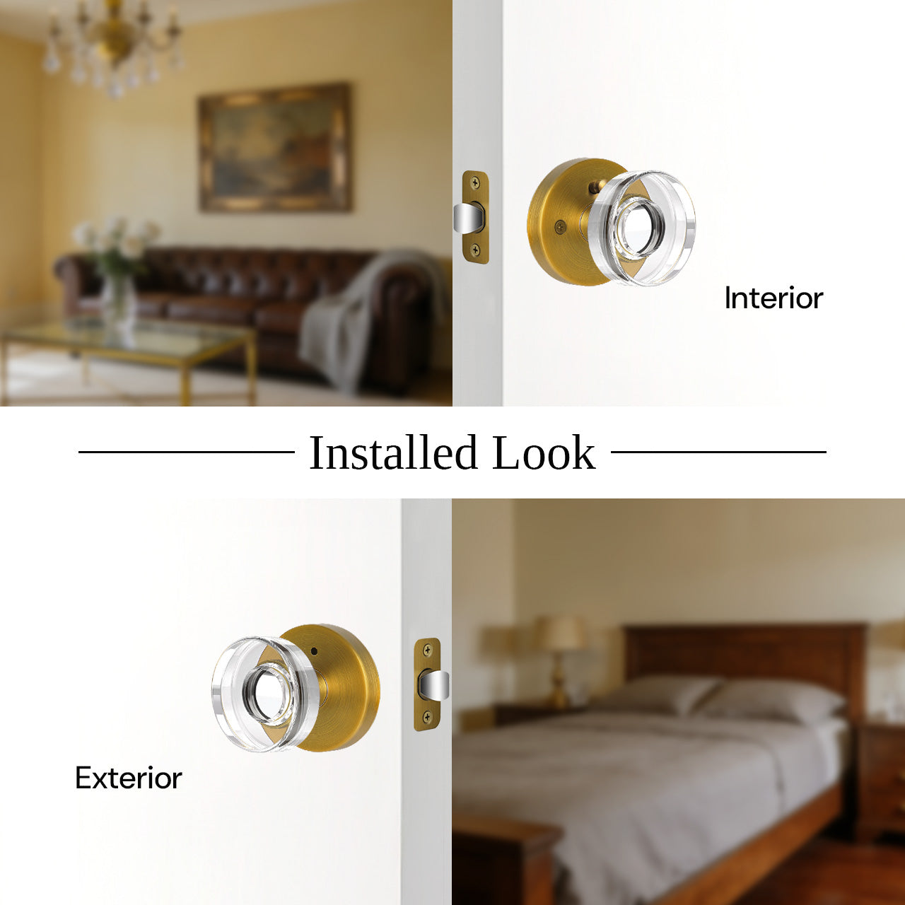 crystal interior door knob installed look on interior doors SENY