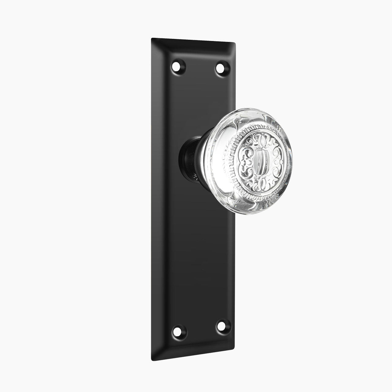 crystal dummy door knob matte black with decorative backplate embossed crystal SENY