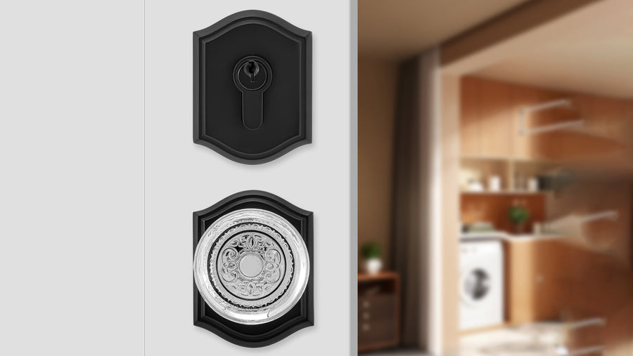 SENY Decorative Crystal Entry Door Set with Embossed Globe Crystal Passage Knob & Single Cylinder Deadbolt applicable scenario