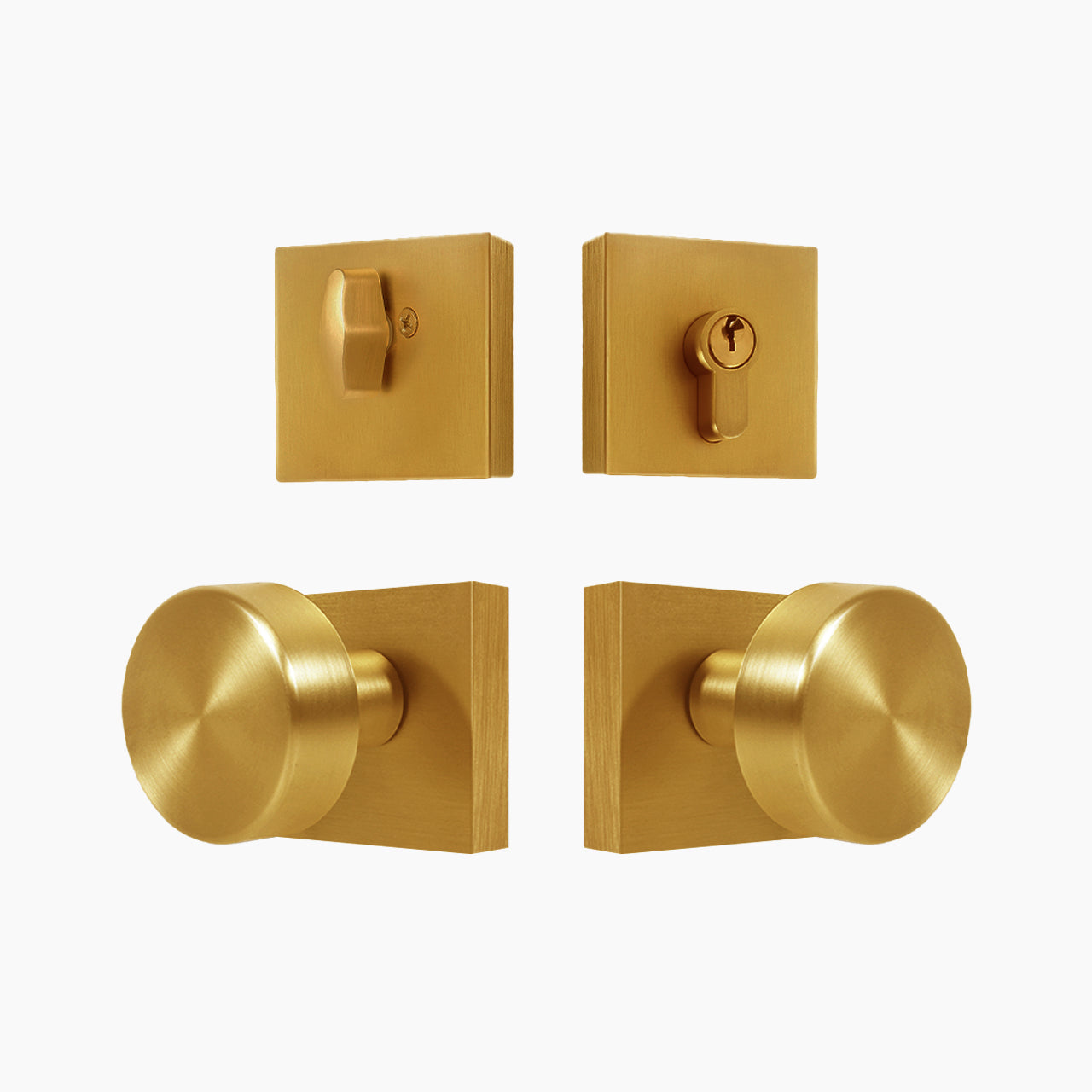 SENY Square Rosette Entry Door Set with Round Metal Knob & Deadbolt