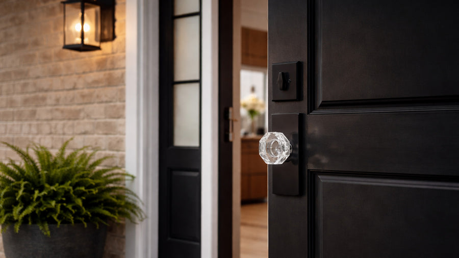 SENY Entry Door Knob Set with Octagonal Crystal Passage Knob & Deadbolt applicable scenario