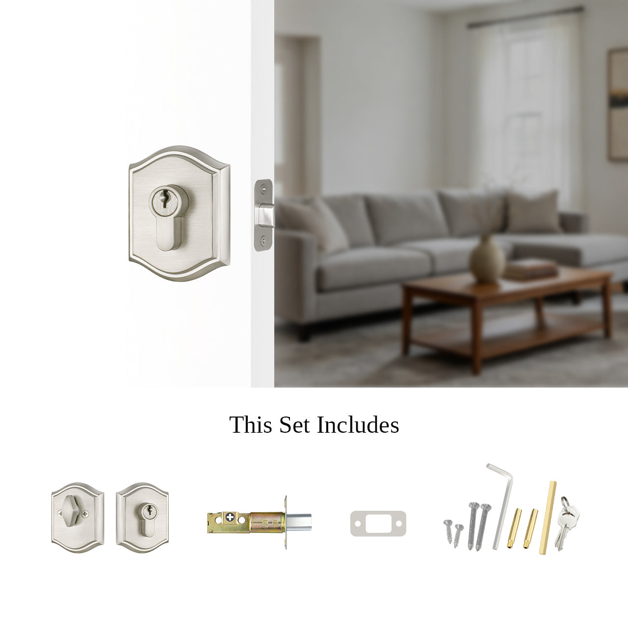 Decorative single cylinder deadbolt lock with installation hardware SENY