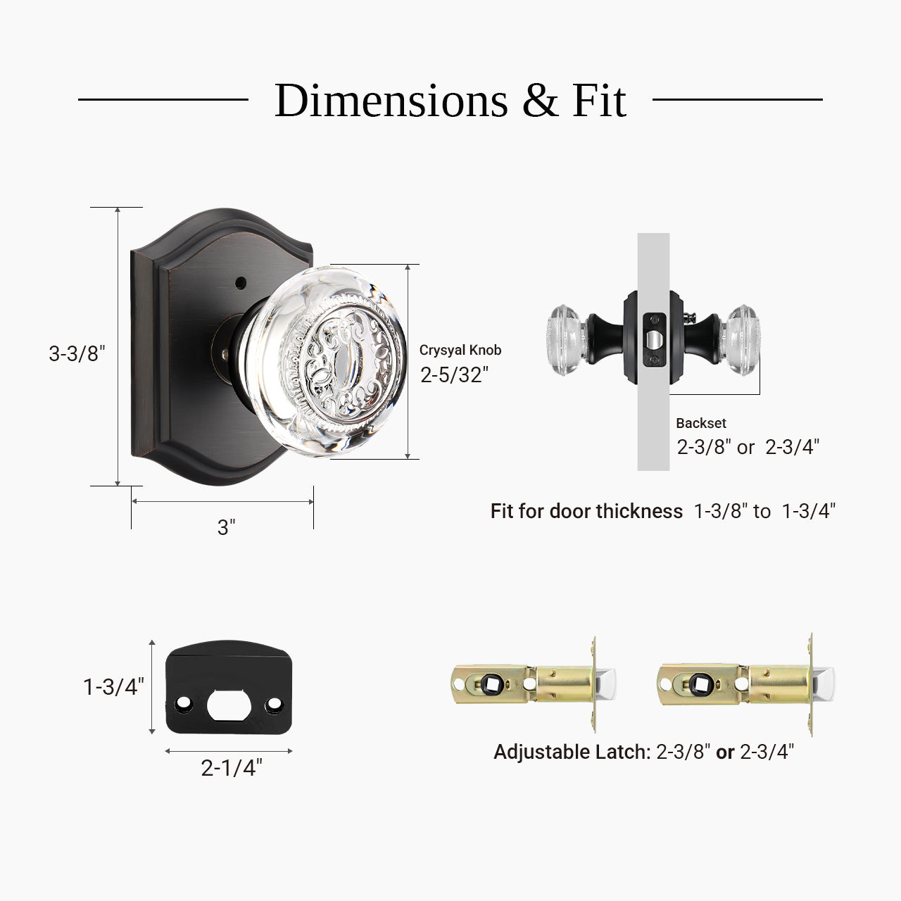 decorative glass door knobs dimensions and door compatibility SENY