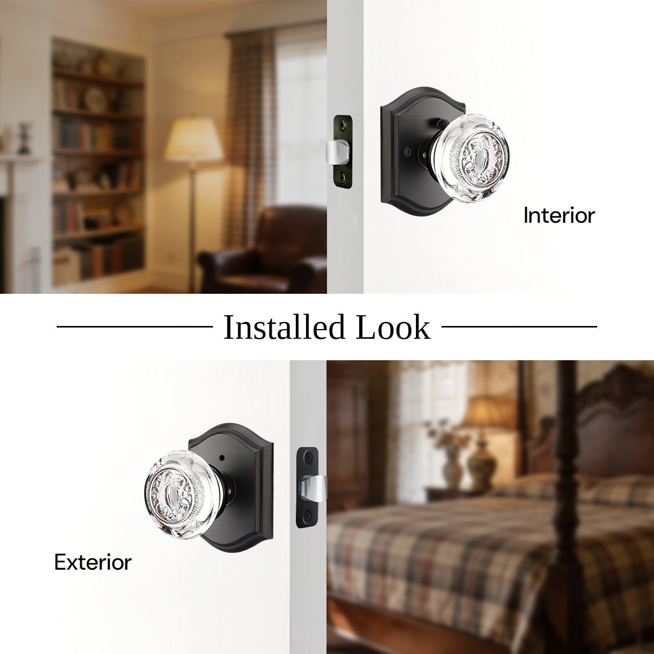 decorative glass door knobs installed look on interior doors SENY