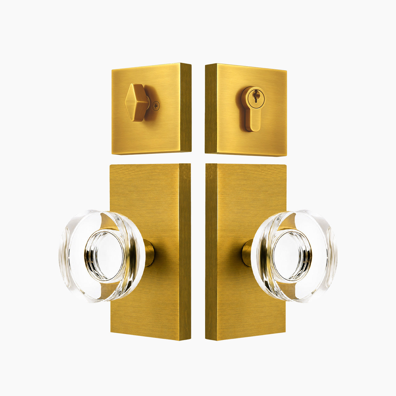 SENY Front Door Entry Set with Decorative Round Crystal Passage Knob & Deadbolt