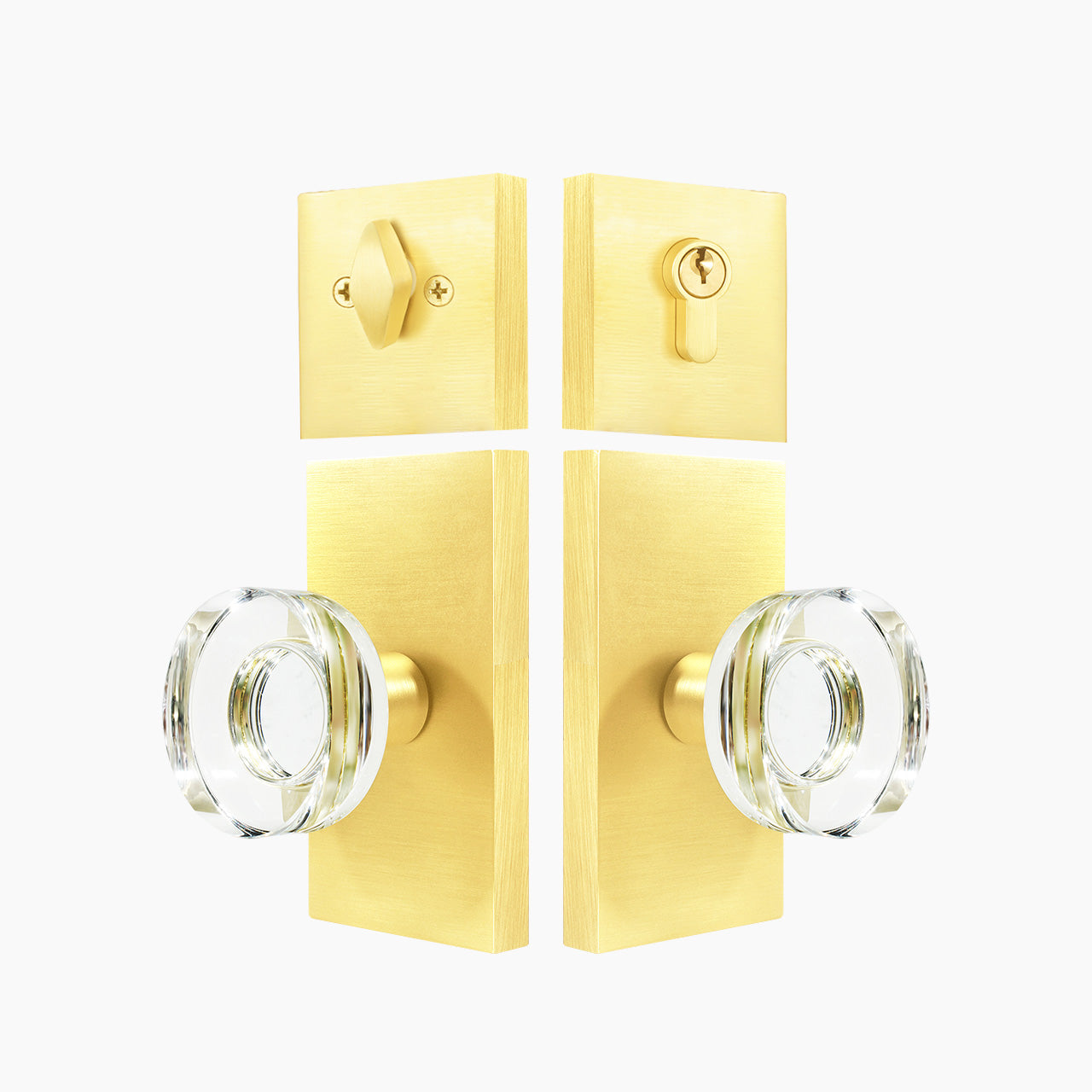 door knob and deadbolt set brushed gold finish decorative entry door hardware SENY
