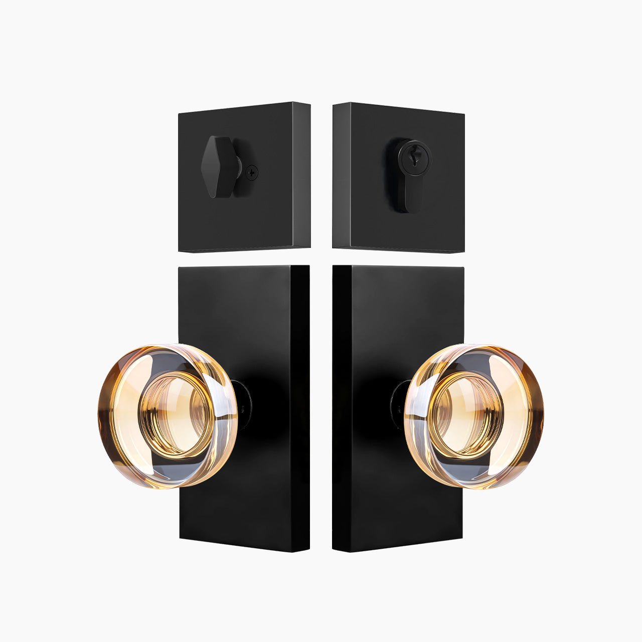 SENY Front Door Entry Set with Decorative Round Crystal Passage Knob & Deadbolt