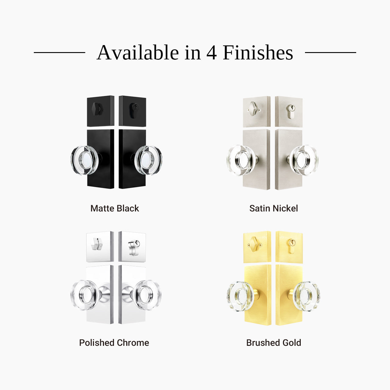 door knob and deadbolt set finishes polished chrome brushed gold matte black satin nickel SENY