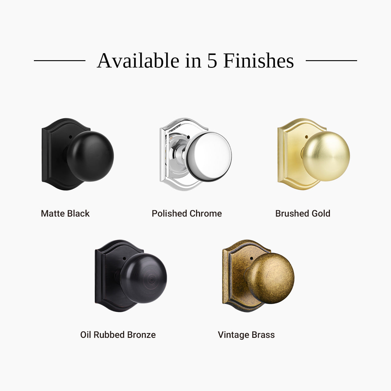 Door knobs with backplate available in polished chrome oil rubbed bronze vintage brass brushed gold and matte black, SENY