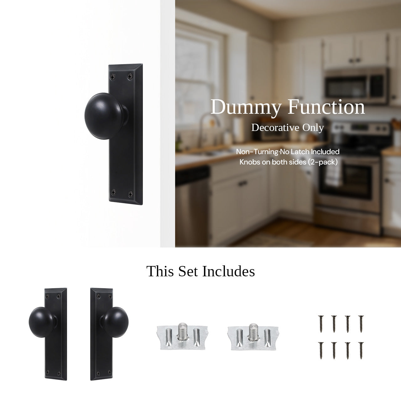 Decorative dummy mortise lock set for exterior front doors with ornate styling, SENY
