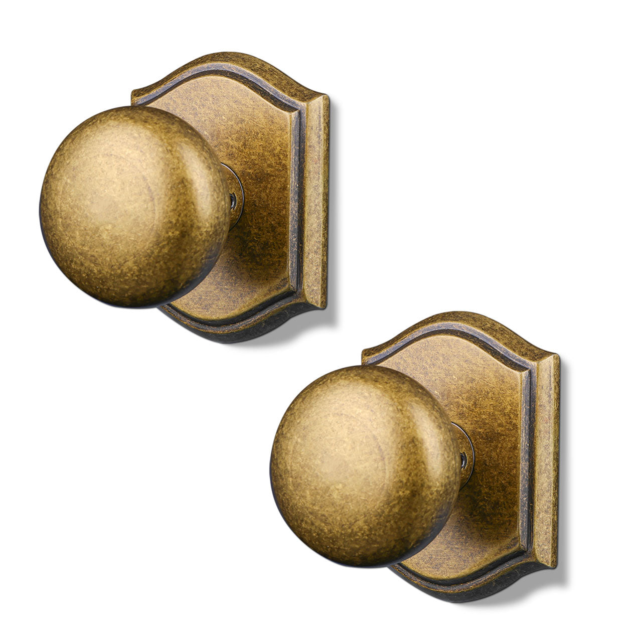 SENY Mushroom Door Knob with Arched Rosette, 3 Functions, 5 Finishes