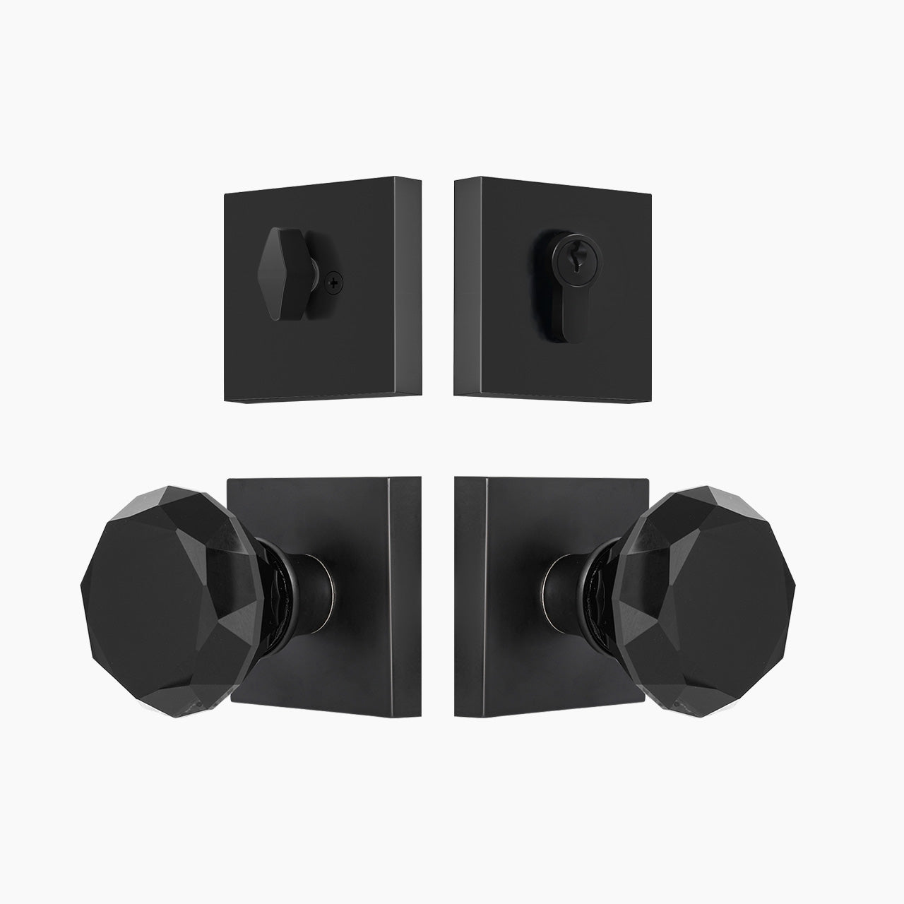 SENY Luxury Crystal Entry Door Set with Faceted Crystal Passage Knob & Deadbolt